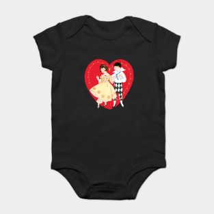 Vintage Valentine's Day Heart and Harlequin Baby Bodysuit